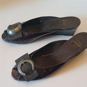 Stewart Weitzman Tortoise Shell Brown Wedge Shoes Women's 8 Narrow